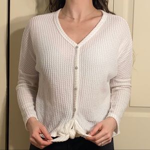 Ayla from Francesscas - front tie waffle knit top
